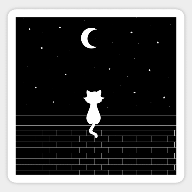 Cat in the night Sticker by KammyBale